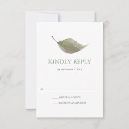 Green Waterverf Leaf Wedding RSVP Kaartje