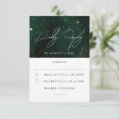 Green Waterverf Magical Gold Wedding RSVP Kaartje (Staand voorkant)