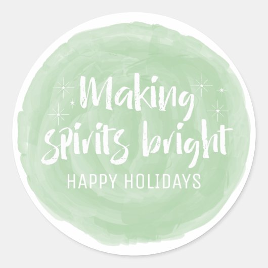 Green Waterverf Making Spirits Bright Holiday Ronde Sticker (Voorkant)