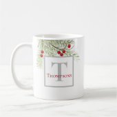 Green Waterverf Modern Holiday Kerstmonogram Koffiemok (Links)