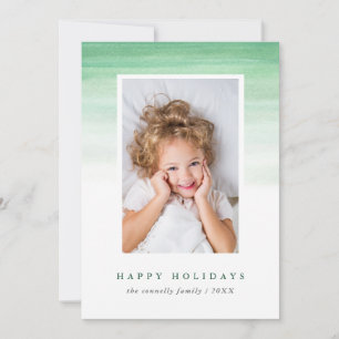 Green Waterverf Ombre   Kerstfoto Feestdagenkaart