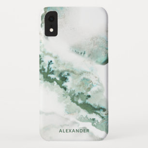 Green Waterverf Ombre Marble Monogram Case-Mate iPhone Case