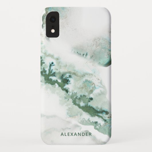 Green Waterverf Ombre Marble Monogram Case-Mate iPhone Case (Achterkant)