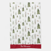 Green Waterverf Pine Trees Patterned Theedoek (Verticaal)