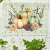 Green Waterverf Pumpkin Gold Stippen herfst Theedoek (Gevouwen)