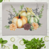 Green Waterverf Pumpkin Gold Stippen herfst Theedoek (Gevouwen)