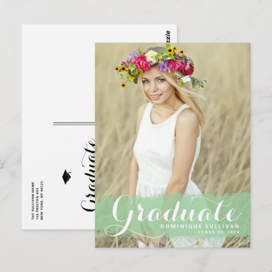 Green Waterverf Splash Photo Afstuderen Briefkaart (Voorkant / Achterkant)