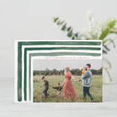 Green Waterverf Stripes Holiday Kaart (Staand voorkant)