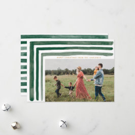 Green Waterverf Stripes Holiday Kaart