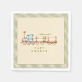 Green Waterverf Train Baby shower Servet (Voorkant)
