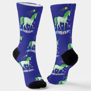 Green Waterverf Unicorn Premium Crew Sokken