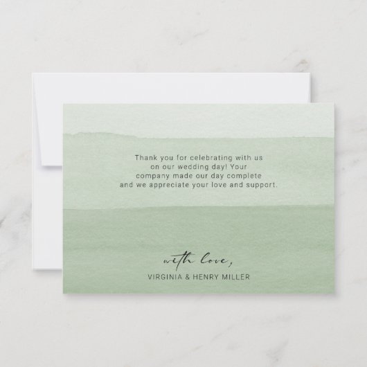 Green Waterverf Wedding Bedankkaart (Achterkant)