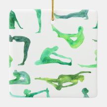 Green Waterverf Yoga Ornament