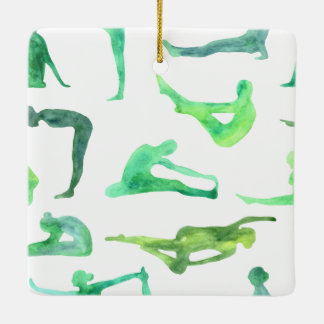 Green Waterverf Yoga Ornament