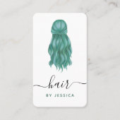 Green Wavy Hair Haarstylist Voeg Logo sociale medi Visitekaartje (Voorkant)
