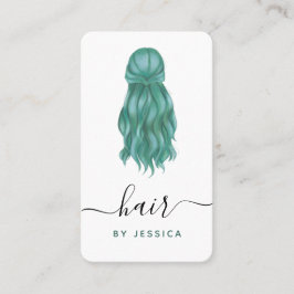 Green Wavy Hair Haarstylist Voeg Logo sociale medi Visitekaartje