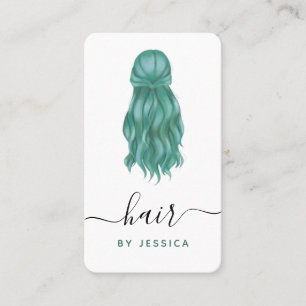 Green Wavy Hair Haarstylist Voeg Logo sociale medi Visitekaartje