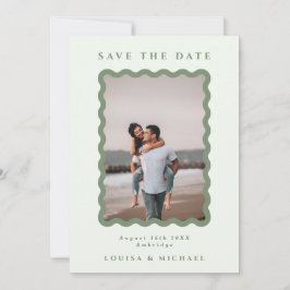 Green Wavy Lijst Photo QR Code Weddenschap Save th The Date