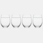 Green Wavy Retro Wedding Wijnglas Zonder Voet (Voorkant)