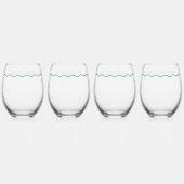 Green Wavy Retro Wedding Wijnglas Zonder Voet (Achterkant)