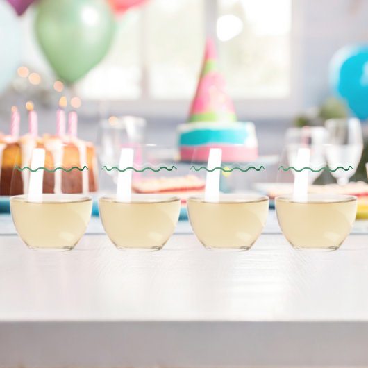 Green Wavy Retro Wedding Wijnglas Zonder Voet (Insitu (Verjaardag))