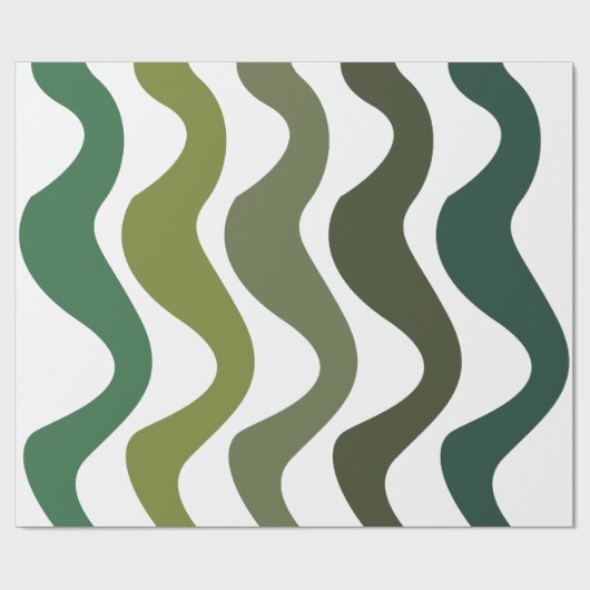Green Wavy Stripes Cadeaupapier (Vlak)
