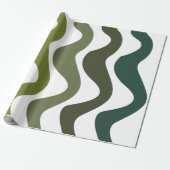 Green Wavy Stripes Cadeaupapier (Uitgerold)