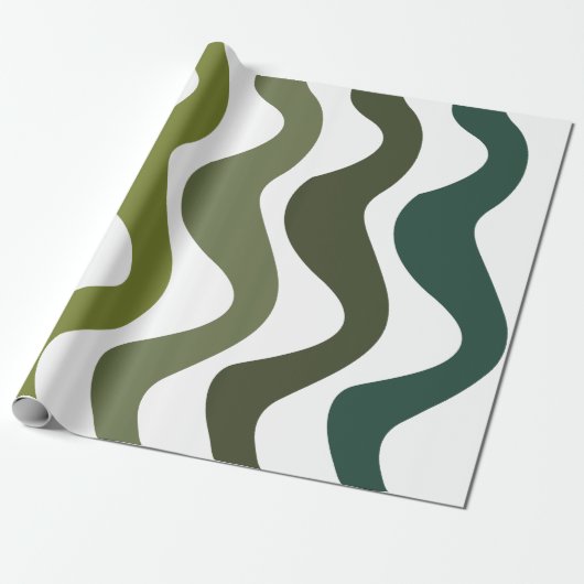 Green Wavy Stripes Cadeaupapier (Uitgerold)