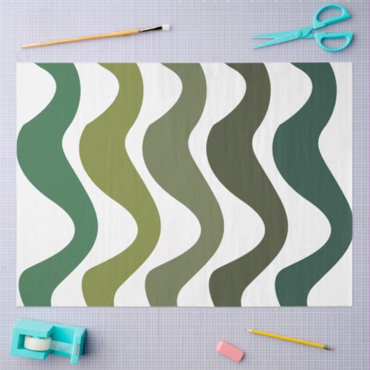 Green Wavy Stripes Tissuepapier (Craft)