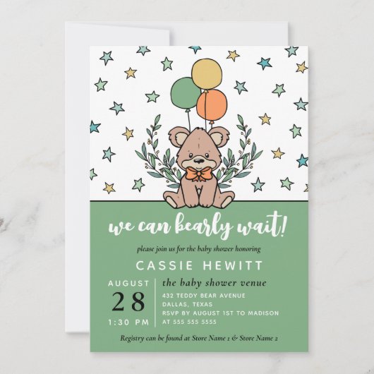 Green We kunnen Baby shower afwachten Kaart (Voorkant)
