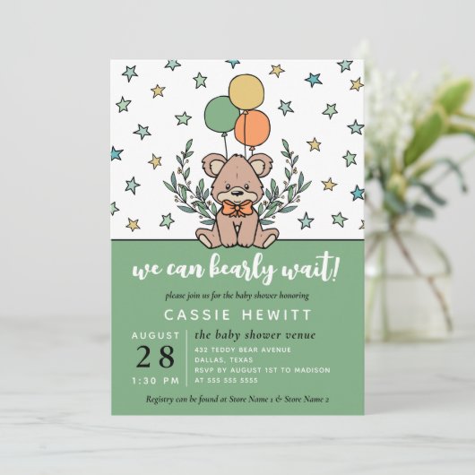 Green We kunnen Baby shower afwachten Kaart (Staand voorkant)