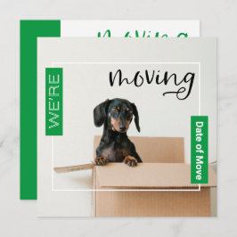 Green We verplaatsen Dachshund Dog in Box Kaart