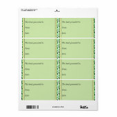 Green Weave Book Gift Etiket (Full Sheet)