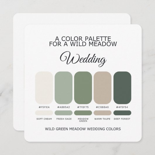 Green Wedding Color Palette Card Kaart (Voorkant / Achterkant)