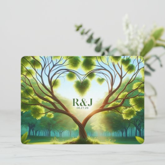 Green Wedding Flat Save The Date Kaart (Staand voorkant)