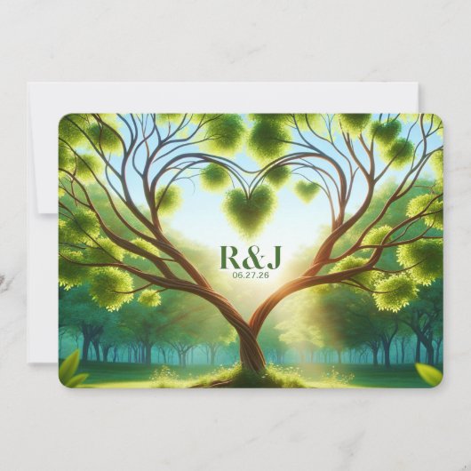 Green Wedding Flat Save The Date Kaart (Voorkant)