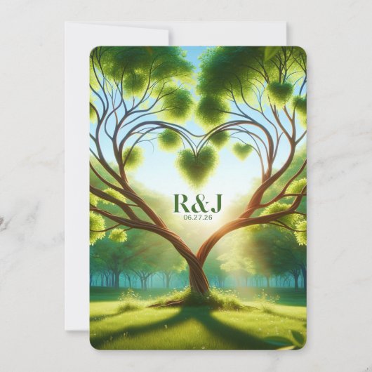 Green Wedding Flat Save The Date Kaart (Voorkant)