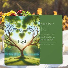 Green Wedding Flat Save The Date Kaart