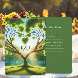 Green Wedding Flat Save The Date Kaart