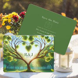 Green Wedding Flat Save The Date Kaart