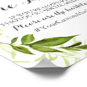 Green Wedding Hashtag Sign Share Love, Greenery Poster (Hoek)