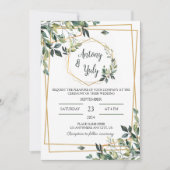 Green Wedding Invitation boda con hojas verdes Kaart (Voorkant)