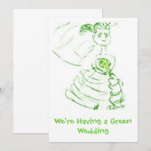 Green Wedding Invite Kaart (Voorkant / Achterkant)