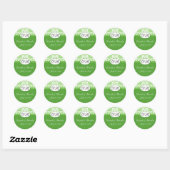 Green Wedding Monogram Damask Seal Ronde Sticker (Vel)