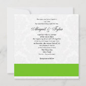 Green Wedding Monogram Damask Uitnodiging (Achterkant)