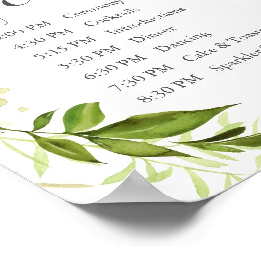 Green Wedding Order of Events Sign Rustic Greenery Poster (Hoek)