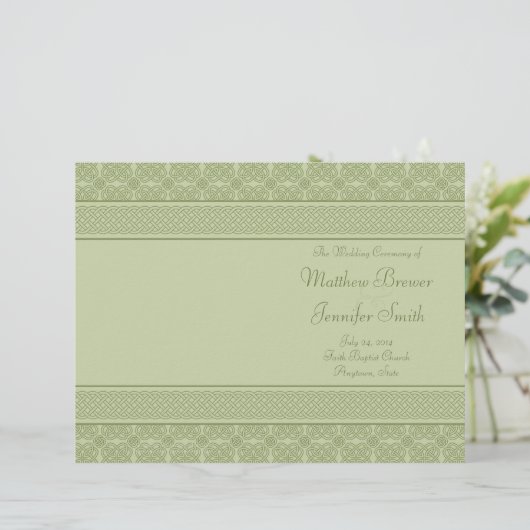 Green Wedding Order of Service & Ceremony Program (Staand voorkant)