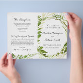 Green Wedding Program Booklets, Rustic Greenery Flyer (Hand)
