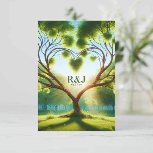 Green Wedding QR Code Enclosure Kaart (Staand voorkant)