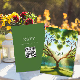Green Wedding QR Code Enclosure Kaart